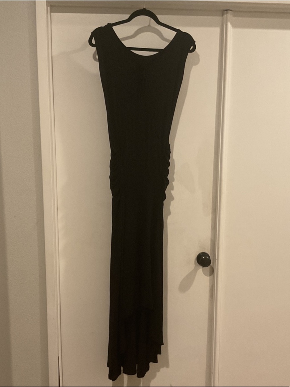 Marciano Black Sleeveless Ruched Side Maxi Dress